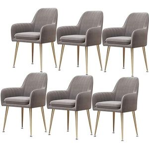 GEIRONV Fluwelen zitting eetkamerstoelen set van 6, for restaurant vergaderzaal stoelen met rugleuning en gewatteerde zitting keukenstoelen metalen poten fauteuil Eetstoelen (Color : Light Grey, Siz