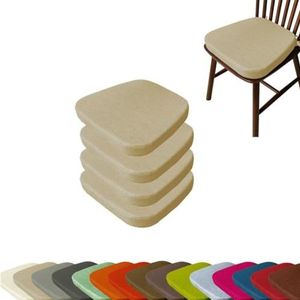 Stoelkussen met banden, set van 4, zitkussen, 43 x 42 x 33 x 3 cm, wasbaar stoelkussen, antislip, zitkussen voor binnen en buiten, krukken, stoelen, banken en vloeren