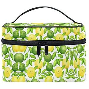 Fruit citroenbladschilderij make-up tas organizer cosmeticakoffer toilettas grote tas voor meisjes vrouwen dames