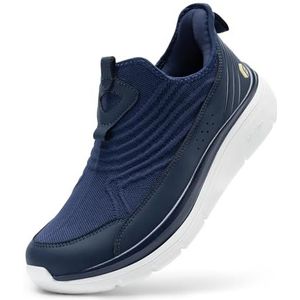 Fitville Slip On Wandelschoenen Heren Extra Breed Sneakers Comfortabele Hardloopschoenen Ademende Sportschoenen Voor Brede Voeten Blauw 50 EU X-Breed
