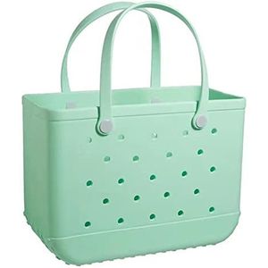 Grote Rubber Strandtas met Gaten Wasbaar Open Tote Bag Familie Waterdichte Sandproof Oversized Tote Tassen met Handvatten, groen., Large