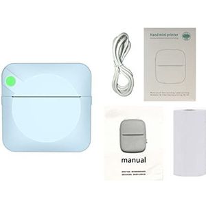 Draagbare inkjetprinter Draagbaar Draadloos BT Connect Pocket Duidelijk Thermische Printer 200 dpi Label Note Memo Lijst Afdrukken Draadloze Mini Photo Printer voor codedatumlabel(Blue set)