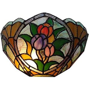 Tiffany Stijl Decoratieve Wandlamp Handgemaakte Glas-In-Lood Lampenkap 1 Lamp Wandlamp Slaapkamer Badkamer Gang Slaapkamer Verlichting