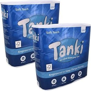 Tanki Duurzaam Toiletpapier | 18 rollen, 2-laags, 200 vellen per stuk | UK Made | Non-blocking, eco-vriendelijk, septisch veilig zacht & sterk toiletrol | (2 x 9 rollen)