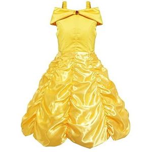 Kostuum Schoonheid en het Beest Belle Prinsessenjurk voor Meisjes (110, Only Dress)