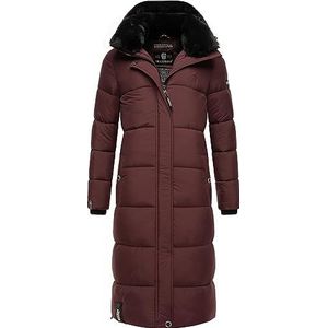 MARIKOO Reliziaa Lange winterjas voor dames, warme gewatteerde jas, met afneembare capuchon, XS-XXL, wijn, L