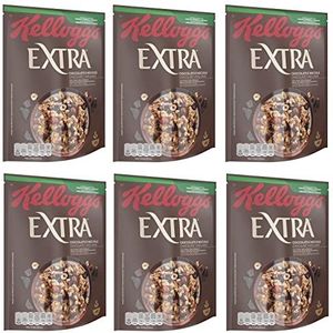 Kellogg's Extra Cioccolato e Nocciole knapperige havervlokken met chocolade en hazelnoten, 100% volkoren, verpakking van 375 g, 6 stuks