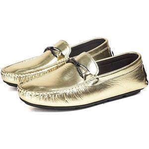 Herenloafers Ronde neus Kunstleer Rijstijl Loaferbestendig Flexibel Lichtgewicht Casual Mode Instapper(Golden,42 EU)