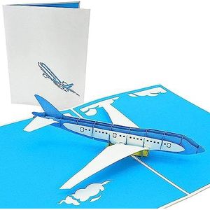 PopLife Jet Vliegtuig Popup Card voor alle gelegenheden - Gelukkige verjaardag, Afstuderen, Gefeliciteerd, Pensionering, Werkverjaardag, Vaderdag - Piloten, Vliegtuigreizigers - Vouwt plat voor Mailing