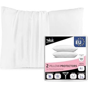 Twillie Set van 2 waterdichte kussenhoezen, 50 x 75 cm, Oeko Tex®-gecertificeerd, anti-mijt, gemaakt in Europa, kussensloop, 100% ademend micro jersey, ultradun, erg zacht, ritssluiting