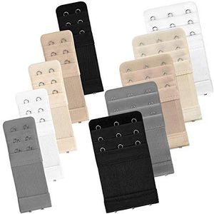 Bigqin BH-verlengriem, flexibele verlenghaak riem met 2 haken, 3 haken, 10 stuks, multicolor