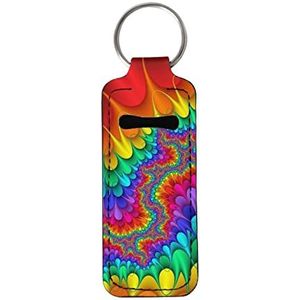 SEANATIVE Lippenstift Chapstick Houder Tas Sleutelhanger Regenboog Art Print Lippen Balsem Sleutelhanger Pouch Lippen Glans Houder voor Reizen Outdoor
