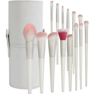 Multifunctionele Make-upborstel Make-up Kwastenset 14 Stuks Blush Kwast Contour Kwast Gezichtsmake-up Kwast Oogmake-up Kwasten voor Dames(White-Brush bucket)