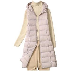 Hgvcfcv Dames donsvest lichtgewicht dunne jas met capuchon vrouwen winter veer warm basic casual vest, Beige, M