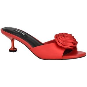 NINE WEST Dhalia sandaal met hak voor dames, Rood Satijn 610, 39.5 EU