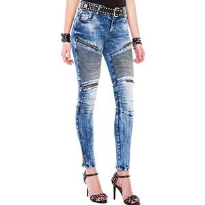 Cipo & Baxx Skinny jeans voor dames, 5 pocket-look, high rise biker, denim jeansbroek met rits, blauw