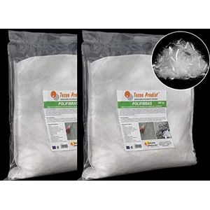 Tecno Prodist polyvezels, 12 mm vezels voor beton, mortel of gips, polypropyleen (Pp), versterking en stevigheid, voorkomt scheuren, homogene strooiing van het mengsel (2 zakjes 500 g)