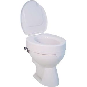 TICCO Toiletbrilverhoging, 10 cm, met deksel, wc-zitverhoging voor senioren, verhoogde toiletbril 10 cm, toiletopzetstuk voor senioren, zitverhoging, toilet volwassenen, toiletverhoging