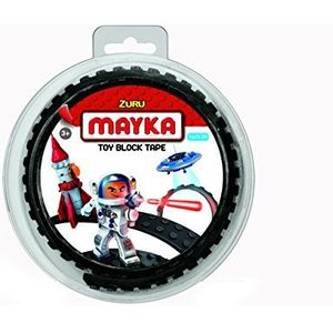 Mayka 34639 - tape voor lego bouwstenen, 1 m zelfklevende tape met 2 noppen, zwarte bouwsteenband, flexibele noppenband om te bouwen met legostenen voor kinderen vanaf 3 jaar, herbruikbaar