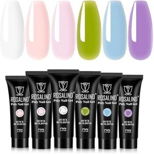 ROSALIND Nagelverlenging Gel, 6 Kleuren 10 ml UV Snelle Constructie Poly Nagelgel, DIY Nagelgelkunst Poly Nagelgel Voor Beginner, Professionele Gebruik En in Manicurezalen
