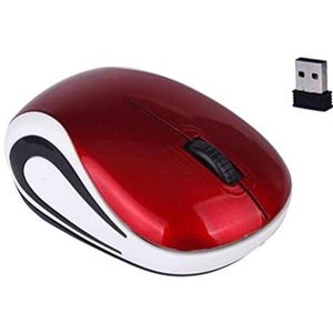 SanSixi Draadloze mini-muis computer gaming kleine draagbare mause 1600 DPI optische USB ergonomische USB-muizen voor pc laptop cadeau (rood)