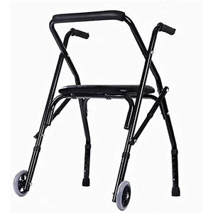 Mobility Aid Walking Frame met Gewatteerde Zitting en Wielen Lichtgewicht Opvouwbare Walker voor Volwassen Senioren Gehandicapte Rollator Walker