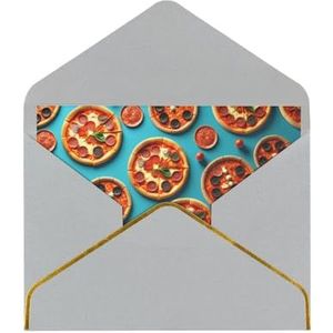 3D Pizza Pepperoni bedrukte wenskaarten, prachtige blanco wenskaarten met enveloppen, grappige kaarten voor elke gelegenheid