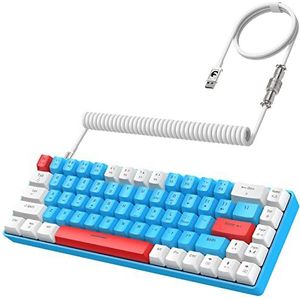 YINDIAO T8 60% Gamingtoetsenbord,68 Toetsen,US Layout,Compact Bedraad Mechanisch Toetsenbord met 18 Chroma RGB Backlight,Blauwe Schakelaar,USB C-opgerolde Toetsenbordkabel,voor PC,PS4-Blauw