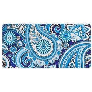 Paisley Blauw Print Patroon Mode Bureau Muismat Antislip Gaming Muismat Accessoires Decor 30x60cm