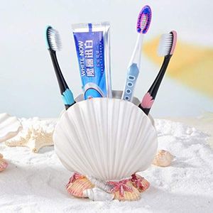 High-Grade Middellandse Zee Style Tandenborstelhouder Shell Shape Resin Badkamer Tandpasta Storage Technology Desktop Decoration (Color : 1)