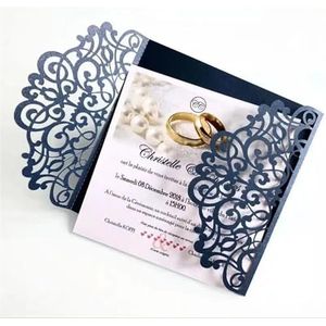 Bruiloft uitnodigingen blauwe bruiloft uitnodigingskaart laser gesneden bruiloft kaart elegante bruiloft uitnodigingen evenement feest bruiloft decoratie voor bruiloft, verloving, jubileum