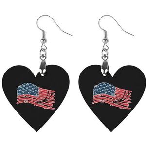 USA Scuba Vlag Leuke Hartvormige Hanger Oorbellen Voor Vrouwen Lichtgewicht Houten Oorbellen Mode-sieraden Geschenken