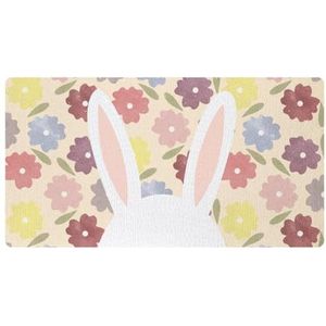 VAPOKF Leuke cartoon konijn bloemen keuken mat, antislip wasbaar vloertapijt, absorberende keuken matten loper tapijten voor keuken, hal, wasruimte