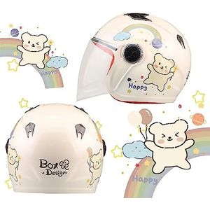 Motorhelm, DOT/ECE gecertificeerde 3/4 helm Retro halve Motorfiets elektrische open ontwerp Lichtgewicht J,50-55(L)