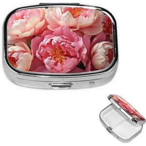 Pillendoos - Pioenroos - Medicijnorganizer - Compact - 2 Vakken