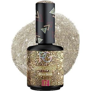 Pink Gellac Gellak - 174 Diva Gold 15 ml - UV Gel Nagellak Goud - Eenvoudig aan te brengen Nagellak voor 14 Dagen Salonkwaliteit - Veganistische Gellak gemaakt in Nederland