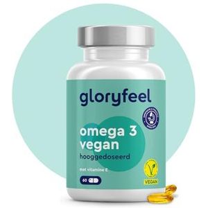 Omega 3 Vegan met Vitamine E - 2000mg Algenolie - Hooggedoseerd met 600mg DHA & 300mg EPA - Merkgrondstof life's™ OMEGA - 60 capsules voor een maand voorraad