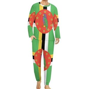 Dominicaanse vlag comfortabele heren pyjama set ronde hals lange mouwen loungewear met zakken S