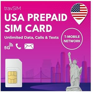 travSIM USA SIM-kaart | T-Mobile netwerk | Onbeperkt data, bellen & sms'en in de VS | SIM-kaart VS werkt op iOS & Android toestellen | SIM VS 30 dagen