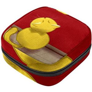 Kleine make-uptas,draagbare make-uptas,aquarel oranje kat,Travel Makeup Case Organizer for Women with Zipper