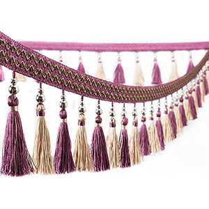 franje trim naaien kwasten 1 meter gordijn kwast gevlochten kralen franje naaien rand trim decoratief lint (Color : Dark Purple)