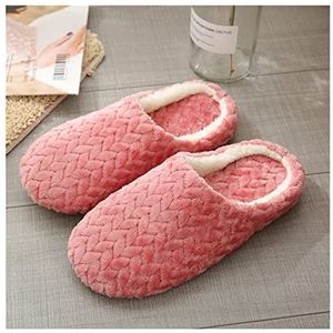 LYHYDMA Katoenen pantoffels Winter Indoor Slippers Vrouwen Bont Warm Pluche Liefhebbers Thuis Slipper Antislip Herfst Schoenen Vrouw Mannen Huis Vloer Zachte Slient Slides (Rubber Rood, 11.5)