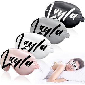 4 STKS Gepersonaliseerde Zijde Slapen Oogmasker voor Verjaardag Sleepover Gift, Bruiloft Bruidsmeisje Verjaardag Aangepaste Monogram Vrijgezellin Gunst