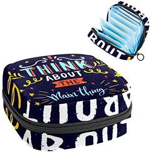 Blue Thing about the Main Thing Period Pouch Draagbaar,Tampon opbergtas voor maandverband, Meerkleurig, 4.7x6.6x6.6 in/12x17x17 cm