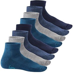 Footstar Dames en heren korte schacht sokken met badstof zool (8 paar) Sneak It!, jeans, 39-42 EU