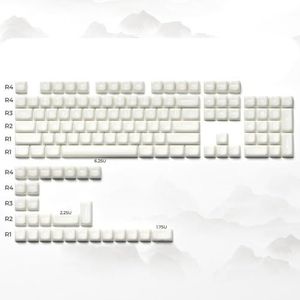 QPSJXN Doorschijnende PBT-keycapset voor mechanische toetsenborden 132 in White Jade MDA-profiel