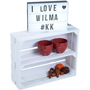 Plat kruidenrek gevlamd / wit / natuur kast fruitkist opbergkist 50x40x16cm fruitkisten wijnkisten houten kisten Shabby Chic kruidenrek kruidenrek rek systeem (Wilma wit lengte)