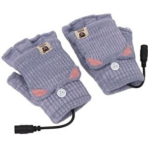 Verwarmende Vingerloze Handschoenen, Wasbare Draagbare USB Verwarmde Handschoenen Flexibel Modieus voor Kantoorwerk voor Vrouwen (Blauw)