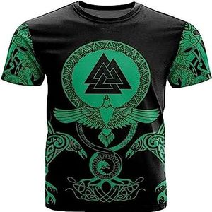 Heren Noorse Mythologie Raven Kompas T-shirt, 3D Printing Zomer Nieuwigheid Harajuku Ademend Cool Plus Size T-shirt, Geschikt voor reissporten.