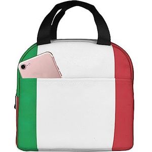 SUHNGE Italië vlag print licht duurzaam warm houden geïsoleerde lunchbox voor dames en heren, draagtas voor kantoorwerk